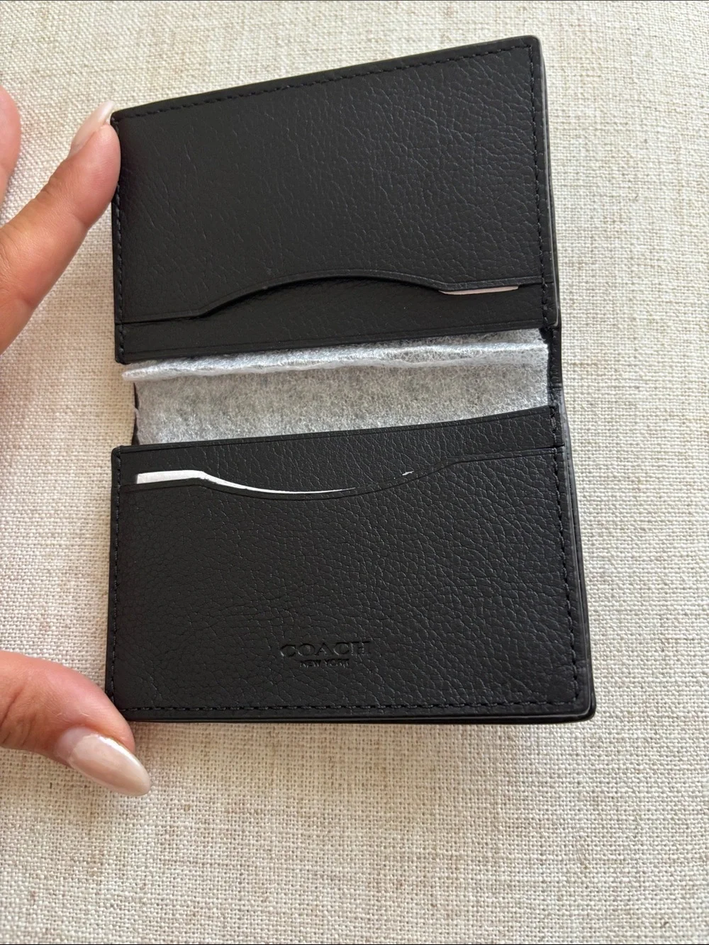 Coach Black Pebbled Leather Card & Key Wallet